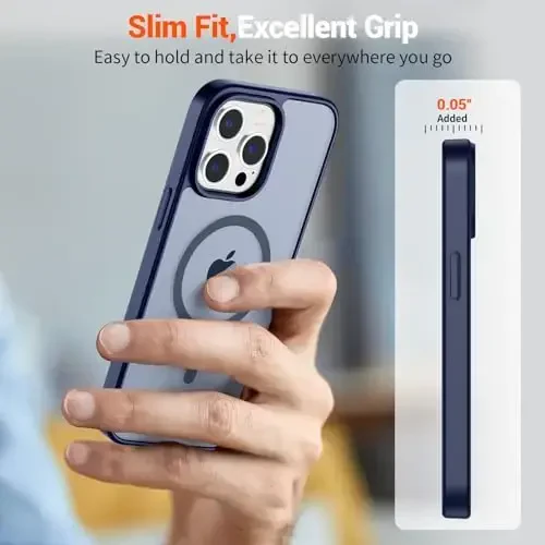 SUPFINE Magnetic for iPhone 15 Pro Case (Compatible with MagSafe) (Military Grade Drop Protection) Slim Translucent Matte Shockproof with Anti-Fingerprint Phone Case,Navy Blue - 7