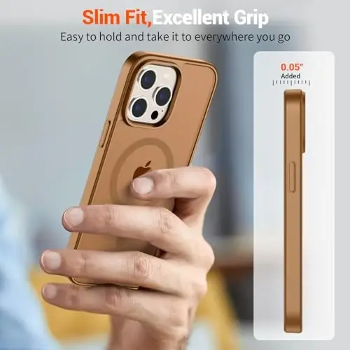 SUPFINE Magnetic for iPhone 15 Pro Case (Compatible with MagSafe) (Military Grade Drop Protection) Translucent Matte Shockproof Phone Cover,Brown - 7