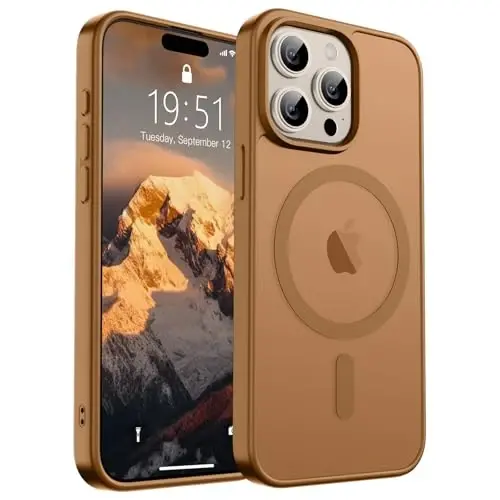 SUPFINE Magnetic for iPhone 15 Pro Case (Compatible with MagSafe) (Military Grade Drop Protection) Translucent Matte Shockproof Phone Cover,Brown 