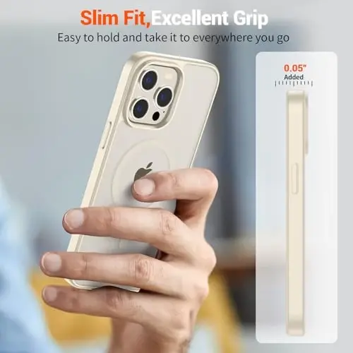 SUPFINE Magnetic for iPhone 15 Pro Case (Compatible with MagSafe) (Military Grade Drop Protection) Slim Translucent Matte Shockproof with Anti-Fingerprint Phone Case,Antique White - 7