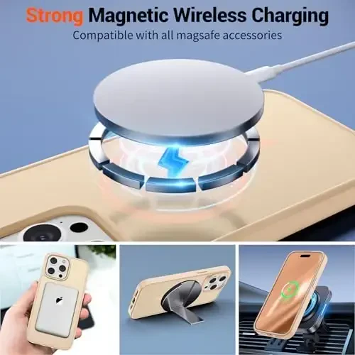 SUPFINE Magnetic for iPhone 15 Pro Max Case (Compatible with MagSafe) (Military Grade Drop Protection) Slim Translucent Matte Shockproof with Anti-Fingerprint Phone Case,Sand Pink - 3