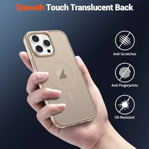 SUPFINE Magnetic for iPhone 15 Pro Max Case(Compatible with MagSafe)(Military Grade Drop Protection) Slim Translucent Matte Shockproof with Anti-Fingerprint Phone Case,Desert Gold - 6