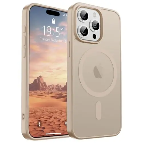 SUPFINE Magnetic for iPhone 15 Pro Max Case(Compatible with MagSafe)(Military Grade Drop Protection) Slim Translucent Matte Shockproof with Anti-Fingerprint Phone Case,Desert Gold 