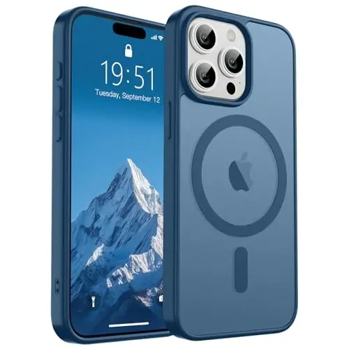 SUPFINE Magnetic for iPhone 15 Pro Max Case(Compatible with MagSafe)(Military Grade Drop Protection) Slim Translucent Matte Shockproof with Anti-Fingerprint Phone Case,Deep Blue - 1