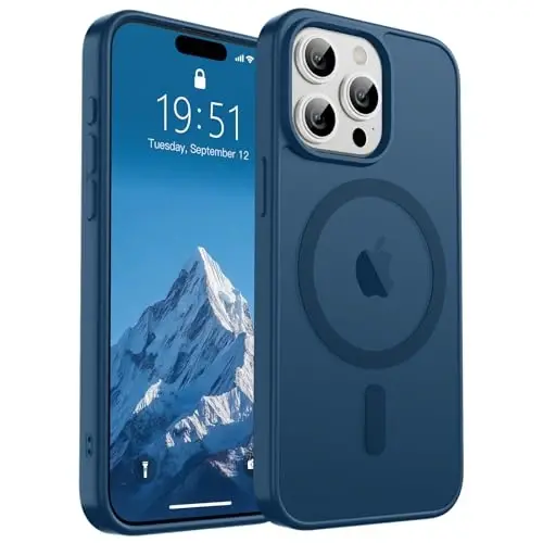 SUPFINE Magnetic for iPhone 15 Pro Max Case(Compatible with MagSafe)(Military Grade Drop Protection) Slim Translucent Matte Shockproof with Anti-Fingerprint Phone Case,Deep Blue 
