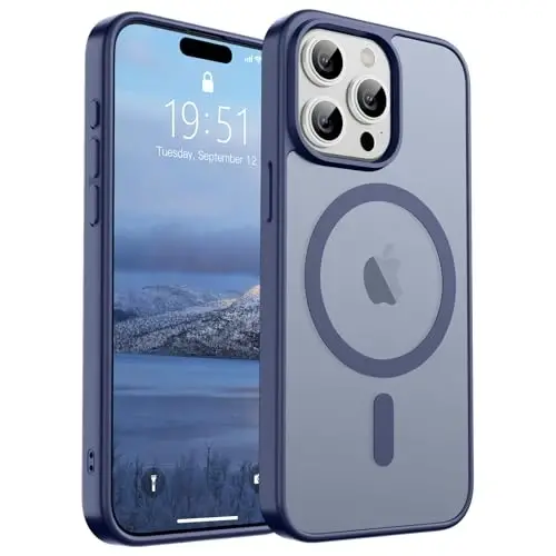 SUPFINE iPhone 15 Pro Max uchun magnitli g‘ilof (MagSafe bilan mos) (Harbiy darajadagi zarbadan himoya) Yupqa yarim shaffof mat zarbga chidamli barmoq izlariga qarshi telefon g‘ilofi, lavanda kulrang 