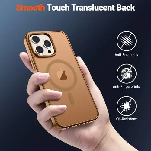 SUPFINE iPhone 15 Pro Max uchun magnitli g‘ilof (MagSafe bilan mos keladi) (Harbiy darajadagi tushishdan himoya) Shaffof matli zarbaga chidamli telefon qopqog‘i, Jigarrang - 6
