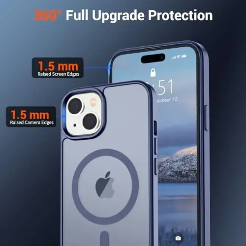 SUPFINE iPhone 15 uchun magnitli g‘ilof (MagSafe bilan mos) (harbiy darajadagi tushishdan himoya) Yengil yarim shaffof mato zarbga chidamli barmoq izlariga qarshi telefon g‘ilofi, lavanda kulrang - 6