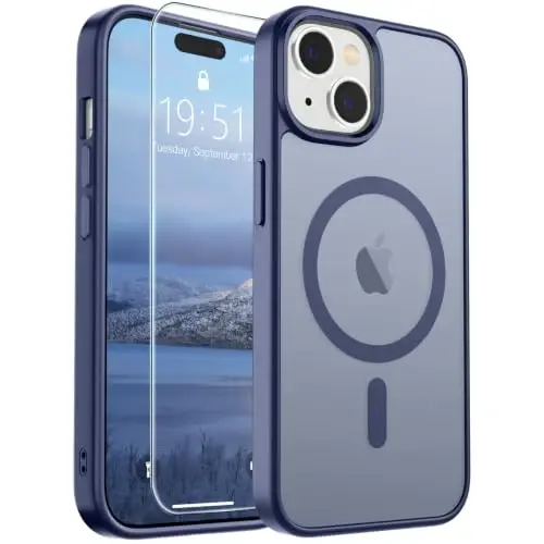 SUPFINE iPhone 15 uchun magnitli g‘ilof (MagSafe bilan mos) (harbiy darajadagi tushishdan himoya) Yengil yarim shaffof mato zarbga chidamli barmoq izlariga qarshi telefon g‘ilofi, lavanda kulrang - 1