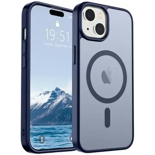 SUPFINE iPhone 15 uchun magnitli g'ilof (MagSafe bilan mos keladi) (Harbiy standartlarga javob beradigan darajada tushishdan himoya) Yengil yarim shaffof mato, barmoq izlariga qarshi telefon g'ilofi, to'q ko'k - 5