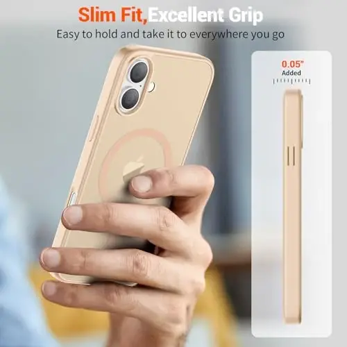 SUPFINE Magnetic for iPhone 16 Case (Compatible with MagSafe) (10 FT Military Grade Drop Protection) Slim Translucent Matte Shockproof with Anti-Fingerprint Phone Case,Sand Pink - 7