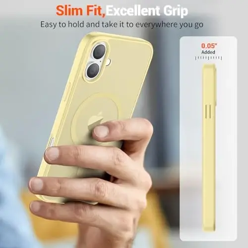 SUPFINE Magnetic for iPhone 16 Case (Compatible with MagSafe) (Military Grade Drop Protection) Slim Translucent Matte Shockproof with Anti-Fingerprint Phone Case,Buttercream Yellow - 7