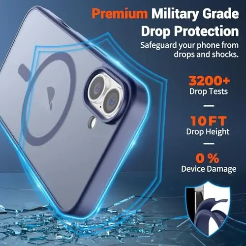 SUPFINE Magnetic for iPhone 16 Case (Compatible with MagSafe) (Military Grade Drop Protection) Slim Translucent Matte Shockproof with Anti-Fingerprint Phone Case,Lavender Gray - 3