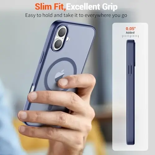SUPFINE Magnetic for iPhone 16 Case (Compatible with MagSafe) (Military Grade Drop Protection) Slim Translucent Matte Shockproof with Anti-Fingerprint Phone Case,Lavender Gray - 7