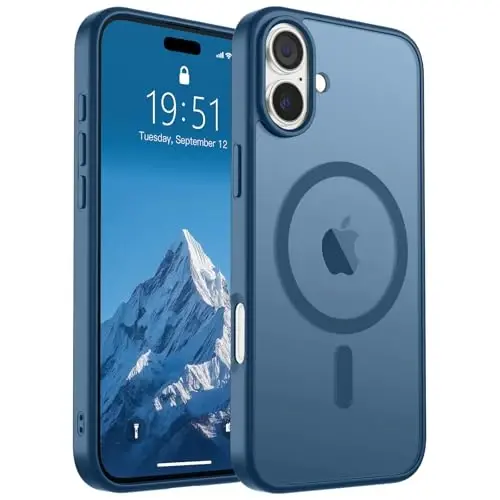 SUPFINE Magnetic for iPhone 16 Plus Case(Compatible with MagSafe) (Military Grade Drop Protection) Slim Translucent Matte Shockproof with Anti-Fingerprint Phone Case,Deep Blue 