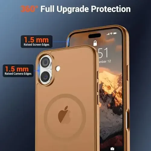 SUPFINE Magnetic for iPhone 16 Plus Case (Compatible with MagSafe) (Military Grade Drop Protection) Slim Translucent Matte Shockproof with Anti-Fingerprint Phone Case, Brown - 4