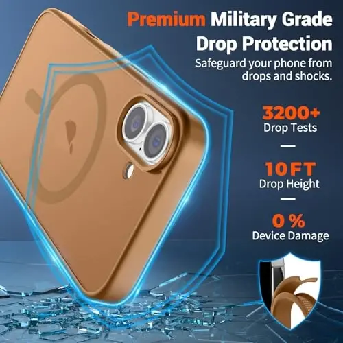 SUPFINE Magnetic for iPhone 16 Plus Case (Compatible with MagSafe) (Military Grade Drop Protection) Slim Translucent Matte Shockproof with Anti-Fingerprint Phone Case, Brown - 3