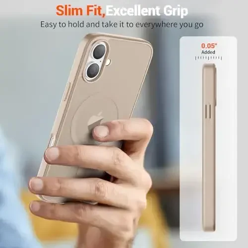 SUPFINE Magnetic for iPhone 16 Plus Case(Compatible with MagSafe)(Military Grade Drop Protection) Slim Translucent Matte Shockproof with Anti-Fingerprint Phone Case,Desert Gold - 7