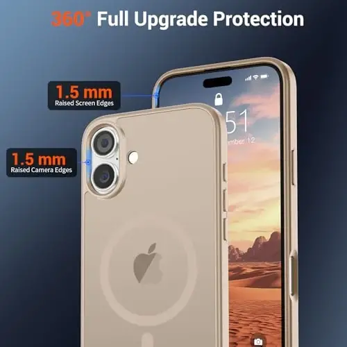 SUPFINE Magnetic for iPhone 16 Plus Case(Compatible with MagSafe)(Military Grade Drop Protection) Slim Translucent Matte Shockproof with Anti-Fingerprint Phone Case,Desert Gold - 3