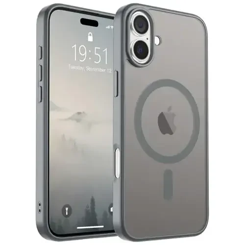 SUPFINE Magnetic for iPhone 16 Plus Case(Compatible with MagSafe)(Military Grade Drop Protection) Slim Translucent Matte Shockproof with Anti-Fingerprint Phone Case,Gray 