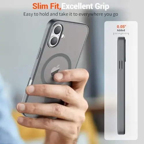 SUPFINE Magnetic for iPhone 16 Plus Case(Compatible with MagSafe)(Military Grade Drop Protection) Slim Translucent Matte Shockproof with Anti-Fingerprint Phone Case,Gray - 7
