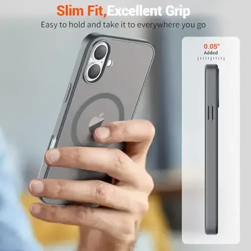 SUPFINE Magnetic for iPhone 16 Plus Case(Compatible with MagSafe)(Military Grade Drop Protection) Slim Translucent Matte Shockproof with Anti-Fingerprint Phone Case,Gray - 7