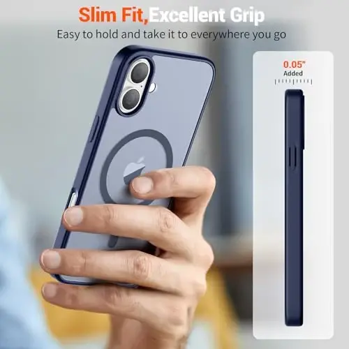 SUPFINE Magnetic for iPhone 16 Plus Case(Compatible with MagSafe) (Military Grade Drop Protection) Slim Translucent Matte Shockproof with Anti-Fingerprint Phone Case,Navy Blue - 7