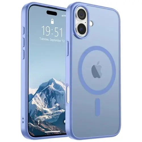 SUPFINE Magnetic for iPhone 16 Plus Case(Compatible with MagSafe) (Military Grade Drop Protection) Slim Translucent Matte Shockproof with Anti-Fingerprint Phone Case,Blue Purple - SUPFINE