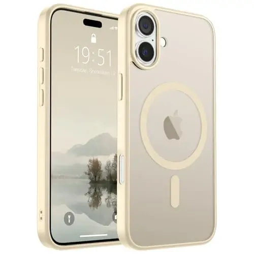 SUPFINE Magnetic for iPhone 16 Plus Case (Compatible with MagSafe) (Military Grade Drop Protection) Slim Translucent Matte Shockproof with Anti-Fingerprint Phone Case,Antique White - 1