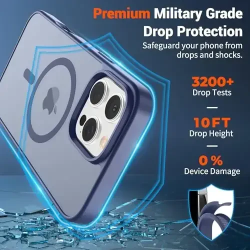 SUPFINE Magnetic for iPhone 16 Pro Case (Compatible with MagSafe) (Military Grade Drop Protection) Slim Translucent Matte Shockproof with Anti-Fingerprint Phone Case,Lavender Gray - 3