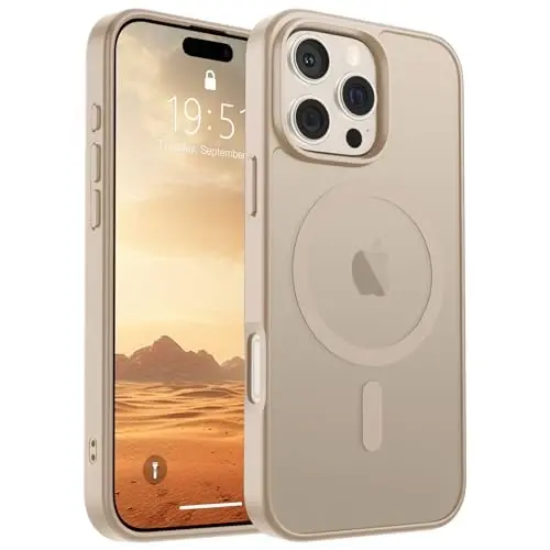 SUPFINE Magnetic for iPhone 16 Pro Case(Compatible with MagSafe)(Military Grade Drop Protection) Slim Translucent Matte Shockproof with Anti-Fingerprint Phone Case,Desert Gold 