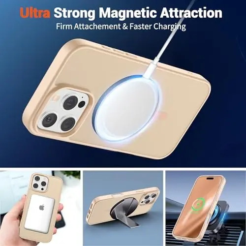 SUPFINE Magnetic for iPhone 16 Pro Case (Compatible with MagSafe) (Military Grade Drop Protection) Slim Translucent Matte Shockproof with Anti-Fingerprint Phone Case,Sand Pink - 5