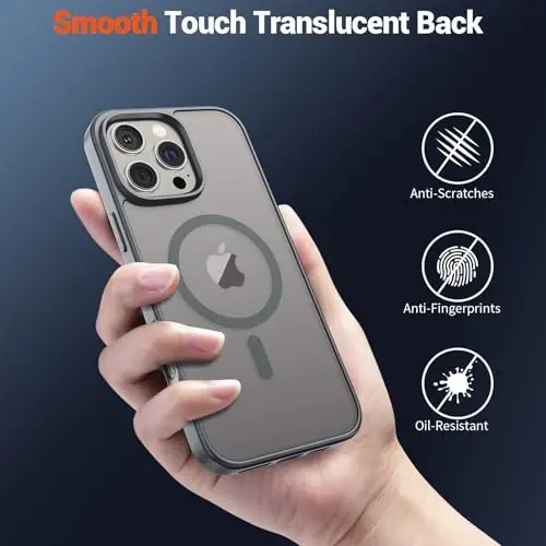 SUPFINE Magnetic for iPhone 16 Pro Case (Compatible with MagSafe) (Military Grade Drop Protection) Slim Translucent Matte Shockproof with Anti-Fingerprint Phone Case,Gray - 6