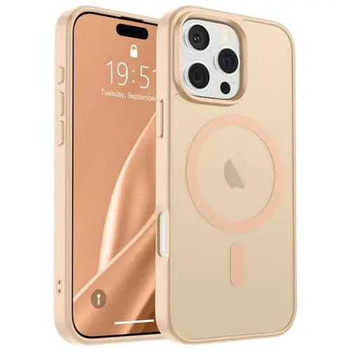SUPFINE Magnetic for iPhone 16 Pro Max Case(Compatible with MagSafe)(Military Grade Drop Protection) Slim Translucent Matte Shockproof with Anti-Fingerprint Phone Case,Sand Pink - SUPFINE