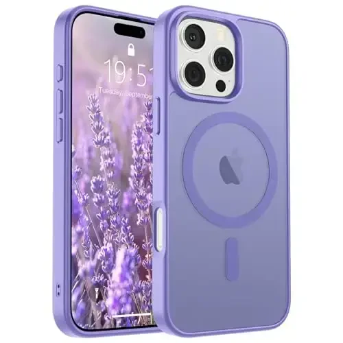 SUPFINE Magnetic for iPhone 16 Pro Max Case (Compatible with MagSafe) (Military Grade Drop Protection) Slim Translucent Matte Shockproof with Anti-Fingerprint Phone Case,Purple 