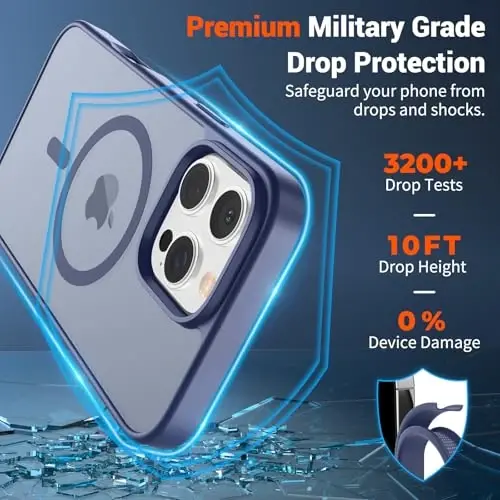 SUPFINE iPhone 16 Pro Max için Manyetik Kılıf (MagSafe Uyumlu) (Askeri Sınıf Düşme Koruması) Yarı Saydam Mat Darbeye Dayanıklı Telefon Kapağı, Lavanta Grisi - 3