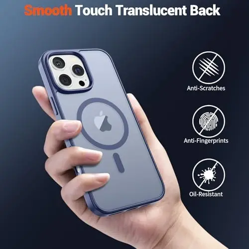SUPFINE iPhone 16 Pro Max için Manyetik Kılıf (MagSafe Uyumlu) (Askeri Sınıf Düşme Koruması) Yarı Saydam Mat Darbeye Dayanıklı Telefon Kapağı, Lavanta Grisi - 6