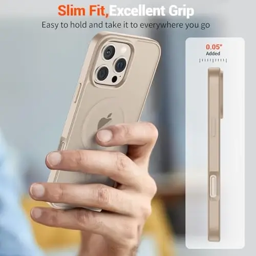 SUPFINE Magnetic for iPhone 16 Pro Max Case(Compatible with MagSafe)(Military Grade Drop Protection) Slim Translucent Matte Shockproof with Anti-Fingerprint Phone Case,Desert Gold - 7