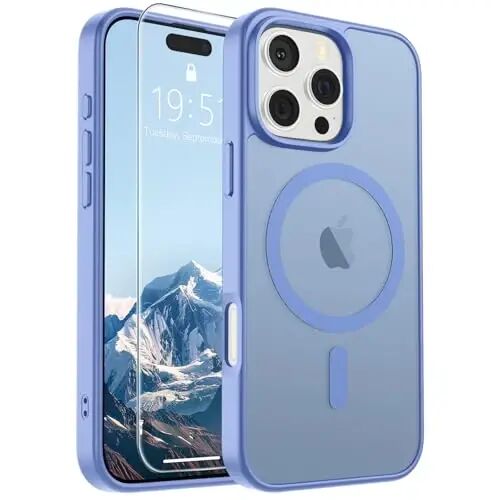 SUPFINE Magnetic for iPhone 16 Pro Max Case (Compatible with MagSafe) (Military Grade Drop Protection) Slim Translucent Matte Shockproof Phone Cover,Blue Purple 