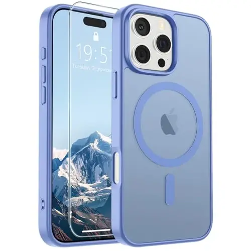 SUPFINE Magnetic for iPhone 16 Pro Max Case (Compatible with MagSafe) (Military Grade Drop Protection) Slim Translucent Matte Shockproof Phone Cover,Blue Purple - 1