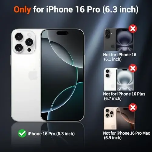 SUPFINE iPhone 16 Pro uchun magnitli g‘ilof, ekran himoyachisi bilan (MagSafe bilan mos keladi) (Harbiy darajadagi tushishdan himoya) Shaffof matli zarbalarga chidamli telefon g‘ilofi, och pushti rang - 2