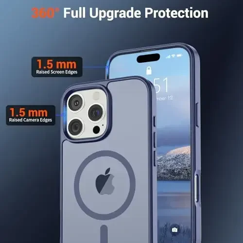 SUPFINE iPhone 16 Pro uchun magnitli gʻilof (MagSafe bilan mos) (harbiy darajadagi tushishdan himoya) Yengil yarim shaffof matli zarbga chidamli barmoq izlariga qarshi telefon gʻilofi, Lavanda kulrang - 4