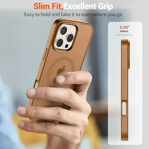 SUPFINE iPhone 16 Pro uchun magnitli g‘ilof (MagSafe bilan mos) (Harbiy darajadagi tushishdan himoya) Yupqa yarim shaffof matli zarbga chidamli barmoq izlariga qarshi telefon g‘ilofi, jigarrang - 7