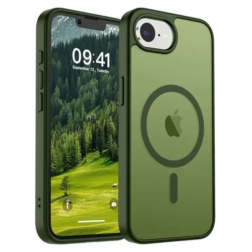 SUPFINE Magnetic for iPhone 16e Case 2025 (Compatible with MagSafe)(Military Grade Drop Protection) Slim Translucent Matte Shockproof with Anti-Fingerprint Phone Case,Cangling Green 