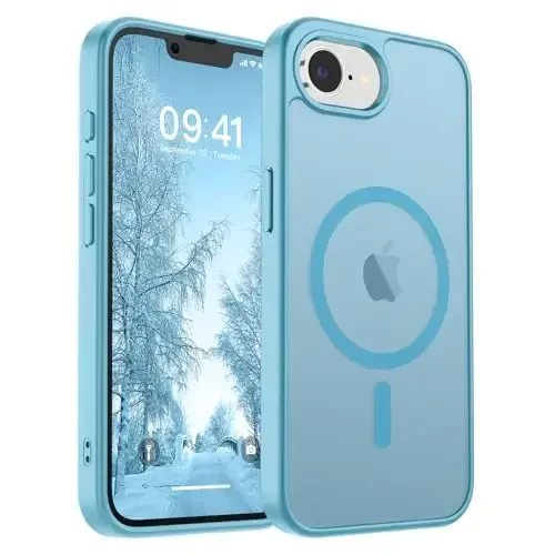 SUPFINE Magnetic for iPhone 16e Case 2025 (Compatible with MagSafe) (Military Grade Drop Protection) Slim Translucent Matte Shockproof with Anti-Fingerprint Phone Case,Light Blue - SUPFINE