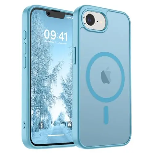 SUPFINE Magnetic for iPhone 16e Case 2025 (Compatible with MagSafe) (Military Grade Drop Protection) Slim Translucent Matte Shockproof with Anti-Fingerprint Phone Case,Light Blue - 1