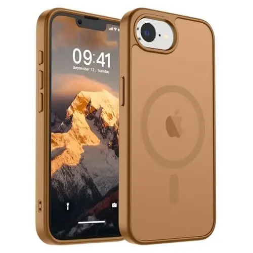 SUPFINE Magnetic for iPhone 16e Case 2025 (Compatible with MagSafe)(Military Grade Drop Protection) Slim Translucent Matte Shockproof with Anti-Fingerprint Phone Case,Brown - 1