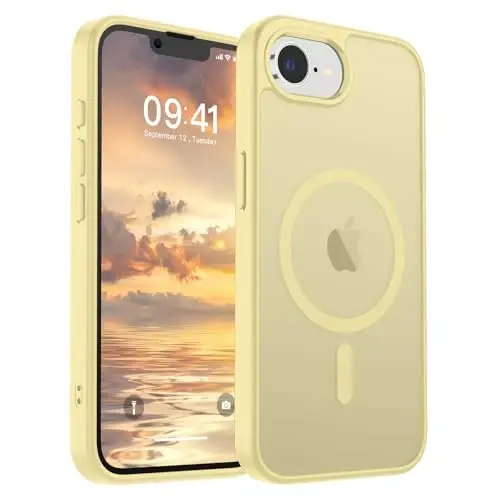 SUPFINE Magnetic for iPhone 16e Case (Compatible with MagSafe) (Military Grade Drop Protection) Slim Translucent Matte Shockproof with Anti-Fingerprint Phone Case,Buttercream Yellow - 1