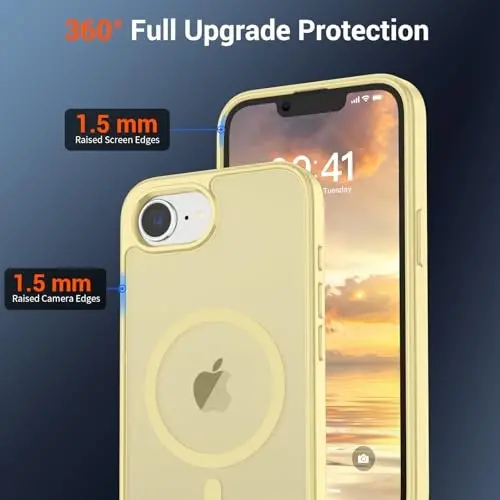 SUPFINE Magnetic for iPhone 16e Case (Compatible with MagSafe) (Military Grade Drop Protection) Slim Translucent Matte Shockproof with Anti-Fingerprint Phone Case,Buttercream Yellow - 4