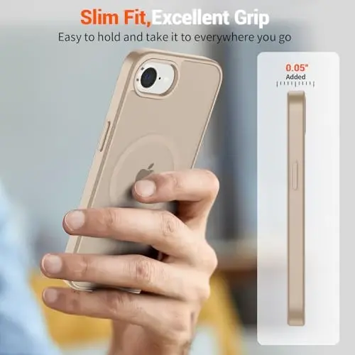 SUPFINE Magnetic for iPhone 16e Case (Compatible with MagSafe)(Military Grade Drop Protection) Slim Translucent Matte Shockproof with Anti-Fingerprint Phone Case 2025,Desert Gold - 7